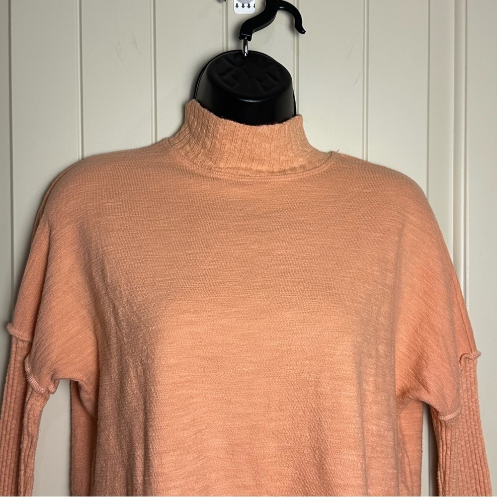 Amadi by Anthropologie Francesca Mock Neck Sweater Peach/Coral Pink NWT Small - Picture 5 of 16